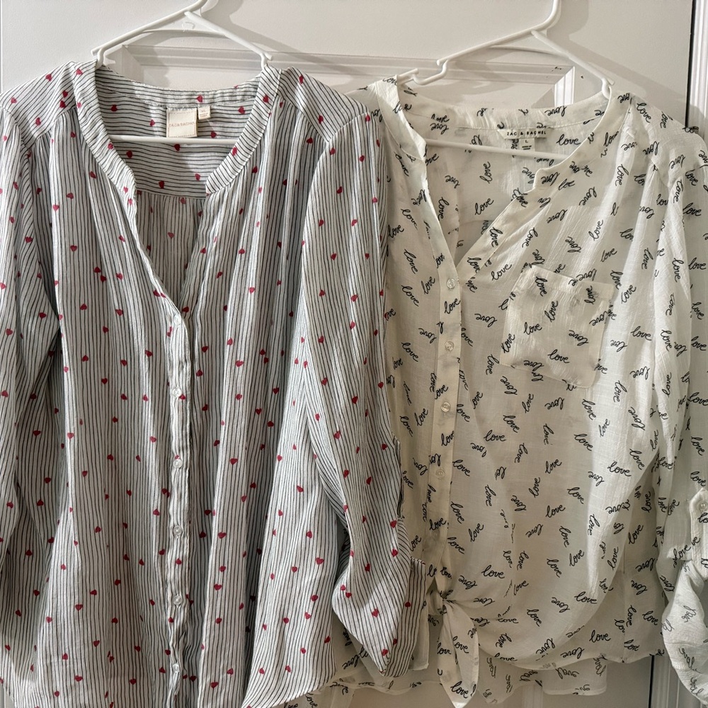 Lot of Zac and Rachel Striped Button-Front Blouses. Size L/XL